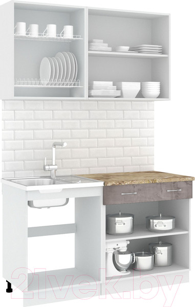 Изображение товара Кухонный гарнитур Кортекс-мебель Корнелия Лира-лайт 1.4м (дуб сонома/венге/мадрид)