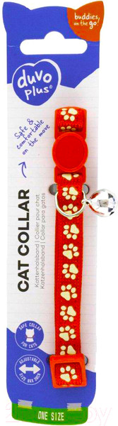 Изображение товара Ошейник Duvo Plus Белые лапки / 11160/red (красный)