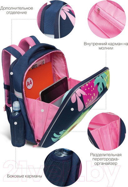 Изображение товара Школьный рюкзак Grizzly Rap-290-5 (синий)