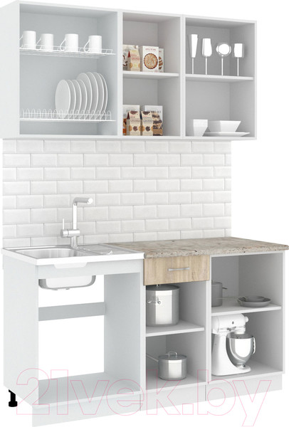 Изображение товара Кухонный гарнитур Кортекс-мебель Корнелия Лира-лайт 1.5м (дуб сонома/венге/марсель)