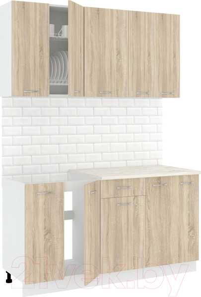 Изображение товара Кухонный гарнитур Кортекс-мебель Корнелия Лира-лайт 1.5м (дуб сонома/королевский опал)