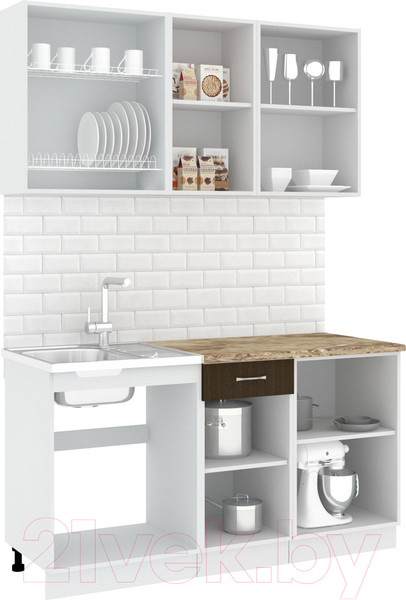 Изображение товара Кухонный гарнитур Кортекс-мебель Корнелия Лира-лайт 1.5м (дуб сонома/мадрид)