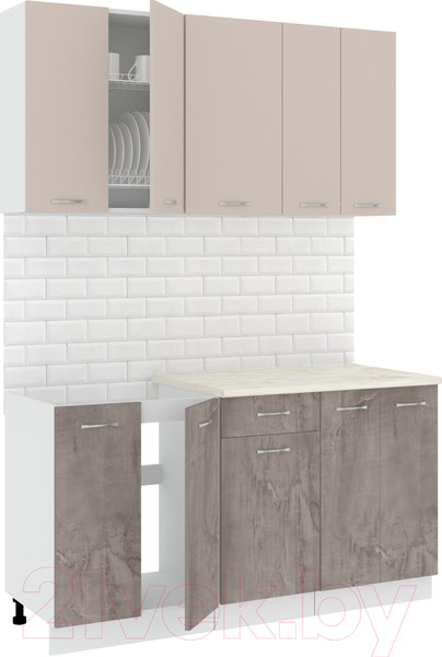 Изображение товара Кухонный гарнитур Кортекс-мебель Корнелия Лира-лайт 1.5м (капучино/оникс/королевский опал)