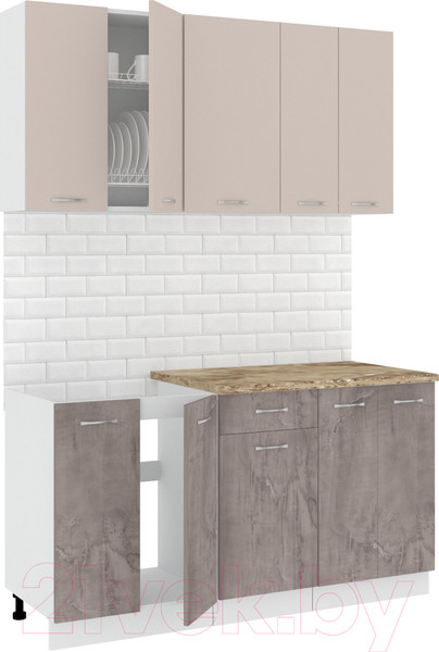 Изображение товара Кухонный гарнитур Кортекс-мебель Корнелия Лира-лайт 1.5м (капучино/оникс/мадрид)