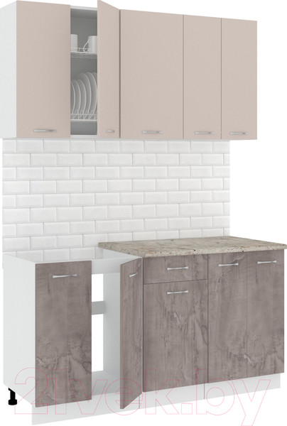 Изображение товара Кухонный гарнитур Кортекс-мебель Корнелия Лира-лайт 1.5м (капучино/оникс/марсель)