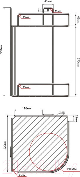 Изображение товара Полка для ванной FORA FOR-RUS001
