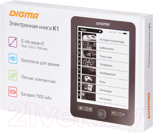 Изображение товара Электронная книга Digma K1 (темно-серый)