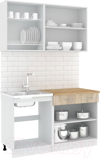 Изображение товара Кухонный гарнитур Кортекс-мебель Корнелия Лира-лайт 1.4м (дуб сонома/дуб бунратти)