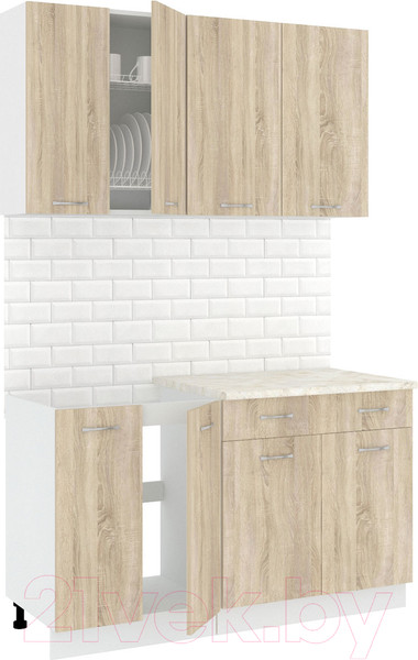 Изображение товара Кухонный гарнитур Кортекс-мебель Корнелия Лира-лайт 1.4м (дуб сонома/королевский опал)