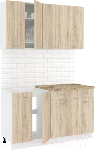 Изображение товара Кухонный гарнитур Кортекс-мебель Корнелия Лира-лайт 1.4м (дуб сонома/мадрид)
