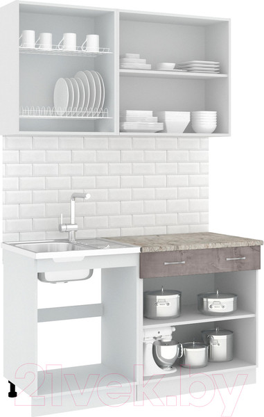 Изображение товара Кухонный гарнитур Кортекс-мебель Корнелия Лира-лайт 1.4м (дуб сонома/марсель)