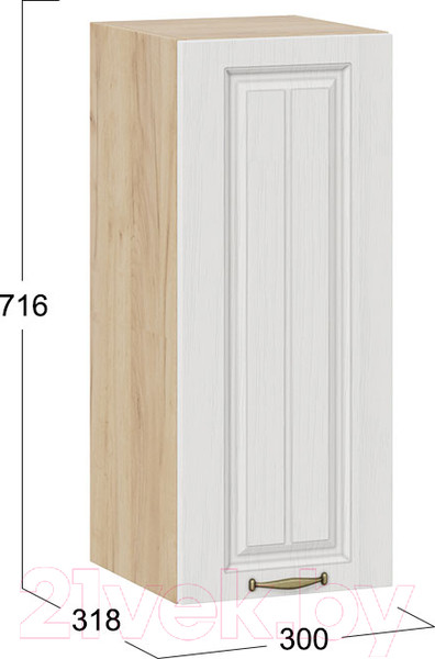 Изображение товара Шкаф навесной для кухни ТриЯ Лина 1В3 (дуб крафт золотой/белый)