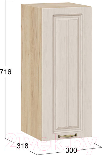 Изображение товара Шкаф навесной для кухни ТриЯ Лина 1В3 (дуб крафт золотой/крем)