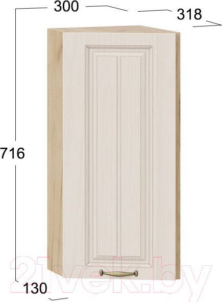 Изображение товара Шкаф навесной для кухни ТриЯ Лина 1В3Т (дуб крафт золотой/крем)