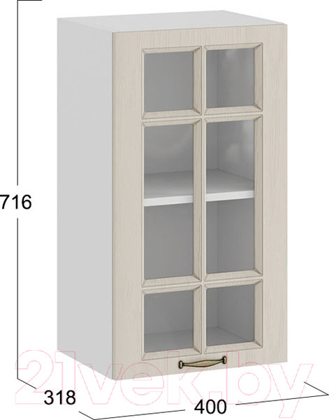 Изображение товара Шкаф навесной для кухни ТриЯ Лина 1В4С (белый/крем)