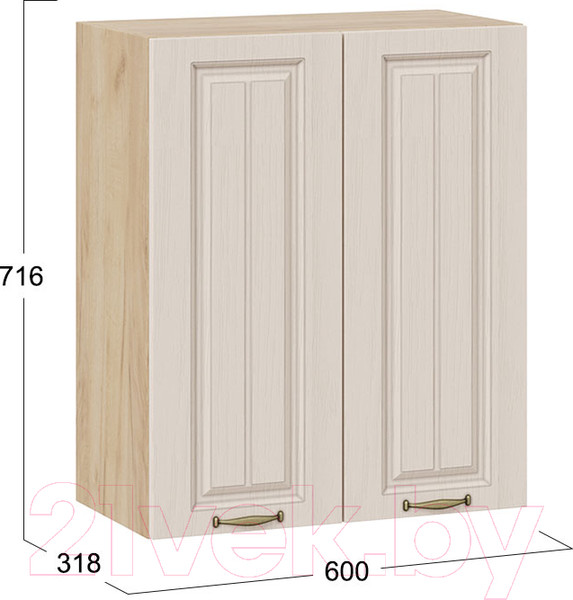 Изображение товара Шкаф навесной для кухни ТриЯ Лина 1В6 (дуб крафт золотой/крем)
