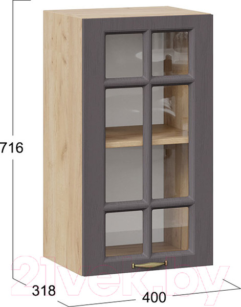 Изображение товара Шкаф навесной для кухни ТриЯ Лина 1В4С (дуб крафт золотой/графит)