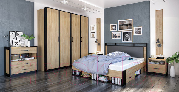 Изображение товара Шкаф Мебель-Неман Стенли МН-037-04 (дуб прованс/черный)