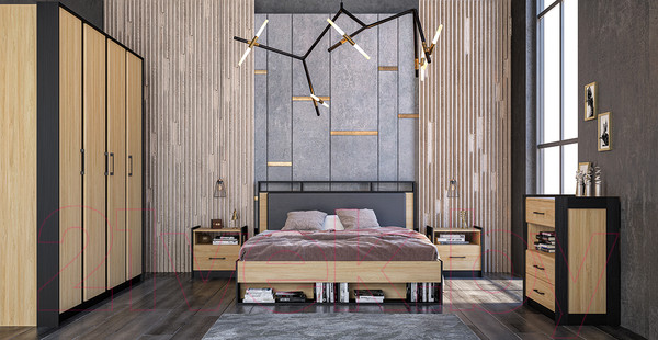 Изображение товара Шкаф Мебель-Неман Стенли МН-037-04 (дуб прованс/черный)