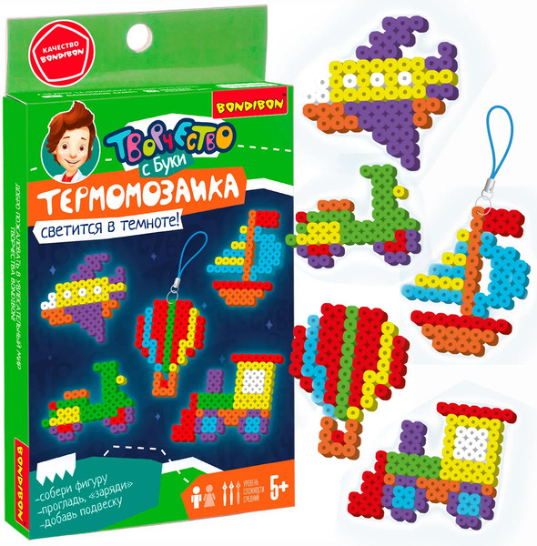 Изображение товара Развивающая игра Bondibon Термомозаика неоновая. Светится в темноте Транспорт / ВВ5567