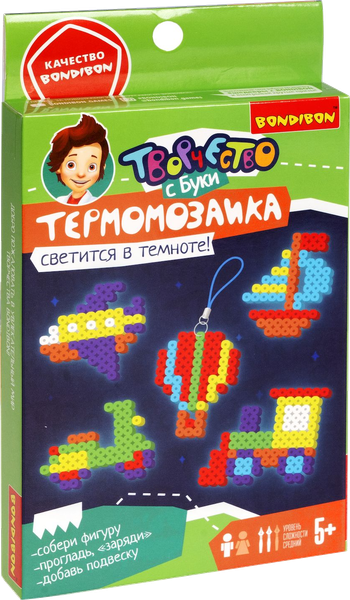 Изображение товара Развивающая игра Bondibon Термомозаика неоновая. Светится в темноте Транспорт / ВВ5567