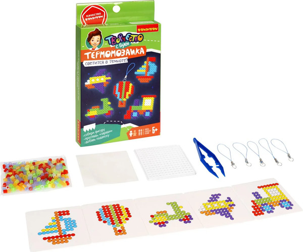 Изображение товара Развивающая игра Bondibon Термомозаика неоновая. Светится в темноте Транспорт / ВВ5567