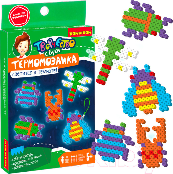 Изображение товара Развивающая игра Bondibon Термомозаика неоновая. Светится в темноте / ВВ5470