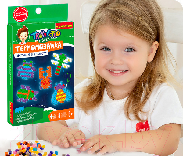 Изображение товара Развивающая игра Bondibon Термомозаика неоновая. Светится в темноте / ВВ5470