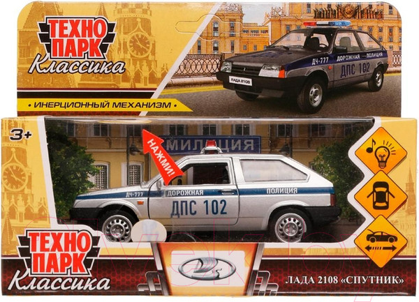 Изображение товара Автомобиль игрушечный Технопарк Lada-2108 Спутник Полиция / 2108-12SLPOL-SR