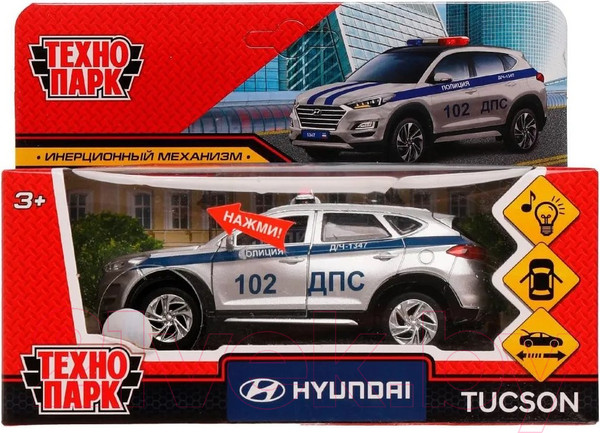 Изображение товара Масштабная модель автомобиля Технопарк Hyundai Tucson Полиция / TUCSON-12SLPOL-SR