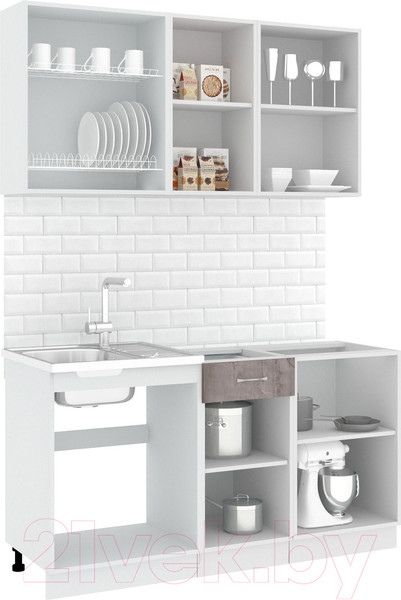 Изображение товара Кухонный гарнитур Кортекс-мебель Корнелия Лира-лайт 1.5м без столешницы (дуб сонома)