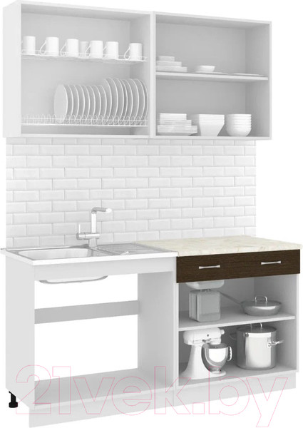 Изображение товара Кухонный гарнитур Кортекс-мебель Корнелия Лира-лайт 1.6м (дуб сонома/венге/королевский опал)