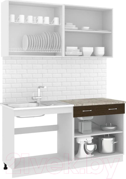 Изображение товара Кухонный гарнитур Кортекс-мебель Корнелия Лира-лайт 1.6м (дуб сонома/венге/марсель)