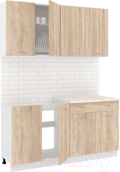 Изображение товара Кухонный гарнитур Кортекс-мебель Корнелия Лира-лайт 1.6м (дуб сонома/королевский опал)