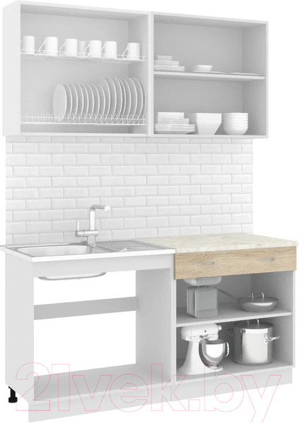 Изображение товара Кухонный гарнитур Кортекс-мебель Корнелия Лира-лайт 1.6м (дуб сонома/королевский опал)