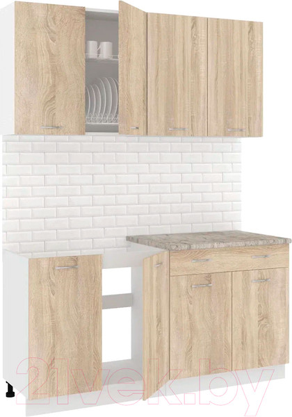 Изображение товара Кухонный гарнитур Кортекс-мебель Корнелия Лира-лайт 1.6м (дуб сонома/марсель)