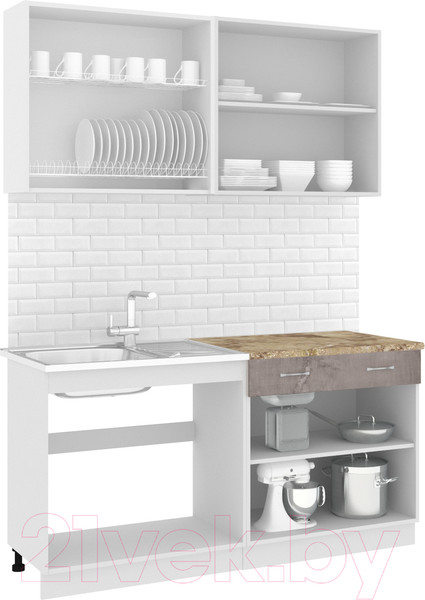 Изображение товара Кухонный гарнитур Кортекс-мебель Корнелия Лира-лайт 1.6м (капучино/оникс/мадрид)