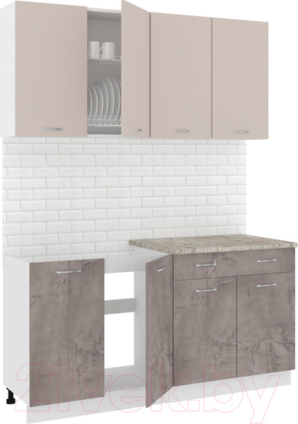Изображение товара Кухонный гарнитур Кортекс-мебель Корнелия Лира-лайт 1.6м (капучино/оникс/марсель)