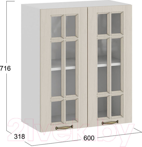 Изображение товара Шкаф навесной для кухни ТриЯ Лина 1В6С (белый/крем)