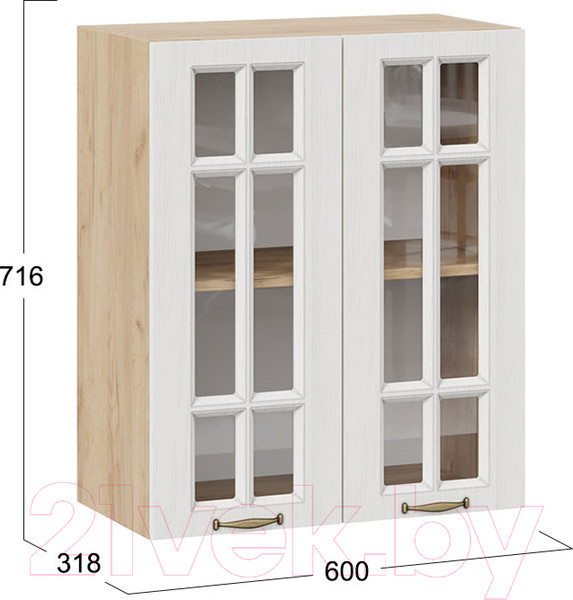 Изображение товара Шкаф навесной для кухни ТриЯ Лина 1В6С (дуб крафт золотой/белый)