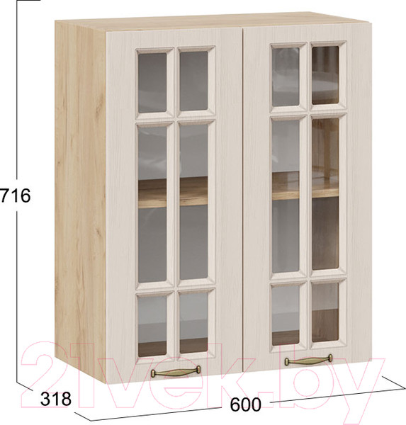 Изображение товара Шкаф навесной для кухни ТриЯ Лина 1В6С (дуб крафт золотой/крем)