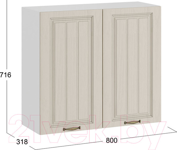 Изображение товара Шкаф навесной для кухни ТриЯ Лина 1В8 (белый/крем)