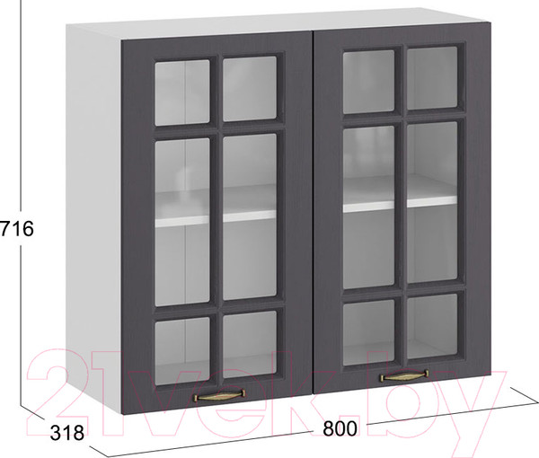 Изображение товара Шкаф навесной для кухни ТриЯ Лина 1В8С (белый/графит)