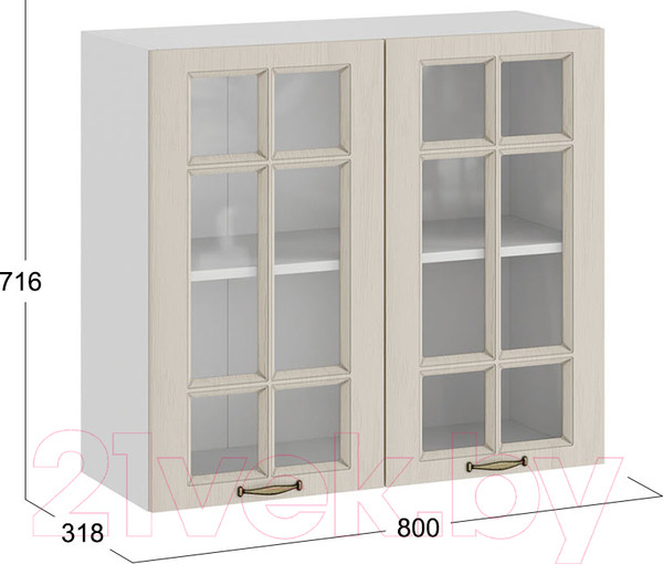 Изображение товара Шкаф навесной для кухни ТриЯ Лина 1В8С (белый/крем)
