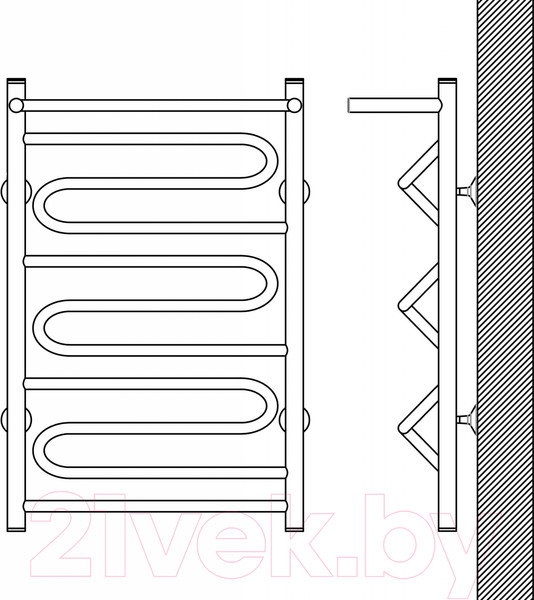 Изображение товара Полотенцесушитель водяной Gloss & Reiter Liza Lux.Л.50х100.ЛZ3.П1.G1