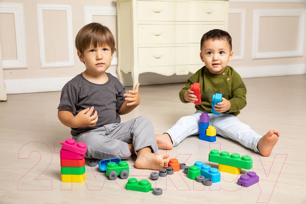 Изображение товара Конструктор Десятое королевство Мягкие кирпичики Plus. Веселый транспорт / 04031