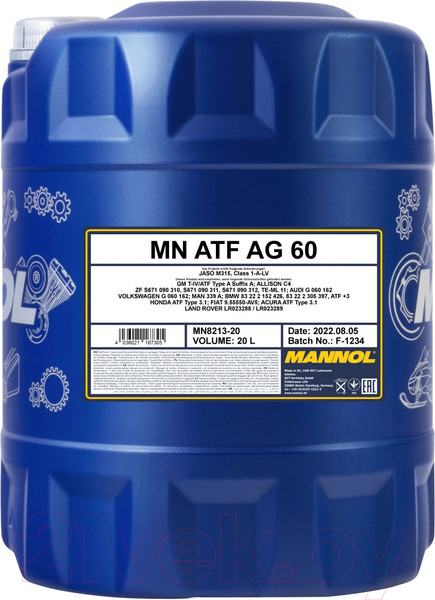 Изображение товара Трансмиссионное масло Mannol ATF AG60 / MN8213-20 (20л)