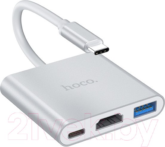 Изображение товара USB-хаб Hoco HB14 (серебристый)