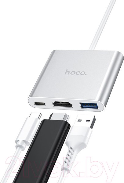 Изображение товара USB-хаб Hoco HB14 (серебристый)