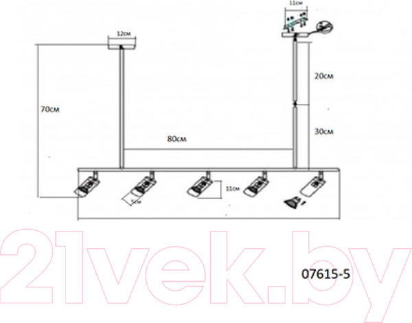 Изображение товара Люстра Kinklight Кайко 07615-5 (черный/бронза)